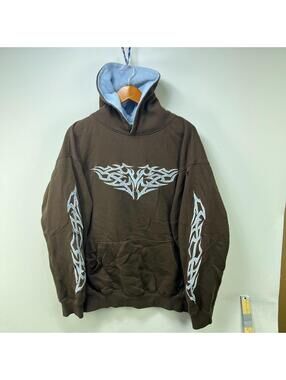 Vintage Y2K Sapphire Lounge Flames Sleeve Hoodie Skate XL